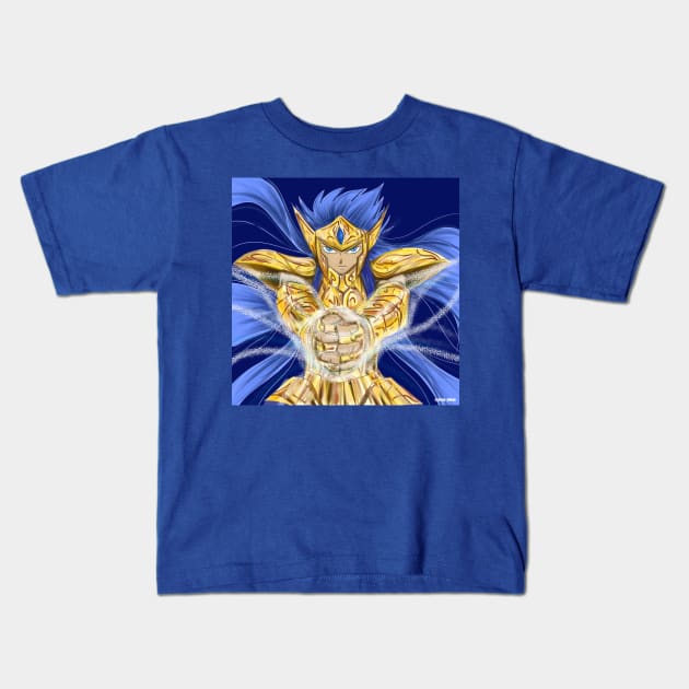 camus of aquarius the golden saint of knights of the zodiac Kids T-Shirt by jorge_lebeau